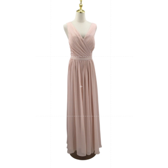 AW BRIDAL sz 8 M pink blush Gwyneth chiffon bridesmaid party maxi dress NEW b161 - Picture 6 of 7